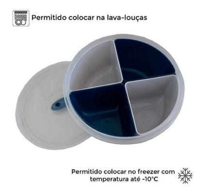Imagem de Pote De Marmita Almoço Fitness 1l 4 Divisórias Azul Petróleo