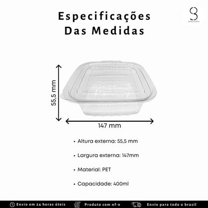Imagem de Pote De Mini Doce Retangular 400ml Com 25 Unid Transparente