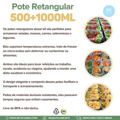 Imagem de Pote de Plastico 500ml Com Tampa + Pote 1000ml - 24und