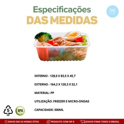 Imagem de Pote de Plastico 500ml Com Tampa + Pote 1000ml - 24und