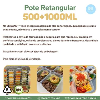 Imagem de Pote de Plastico 500ml Com Tampa + Pote 1000ml - 24und