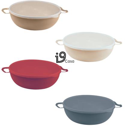 Imagem de Pote de Plástico Bacia Com Tampa 6 Litros Cumbuca Vasilha Saladeira Grande Quality Color Lummar