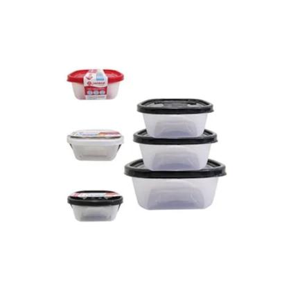 Imagem de Pote de Plastico Quadrado com Tampa Colors 3 Pecas Pmg (230 390 690ml) - Jaguar