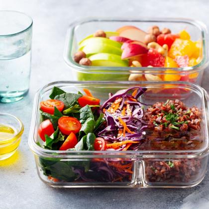 Imagem de Pote de Vidro 1040ml Retangular Divisória Marmita Fitness