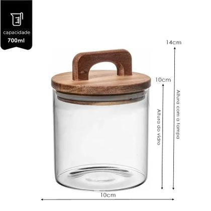 Imagem de Pote de Vidro 700ml com Tampa Bambu