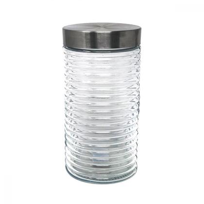 Imagem de Pote de Vidro Alto Hermético Tampa Aço Inox Vedação Porta Mantimentos Alimentos Utensilio Cozinha Decoração 1780ml 21,5cm