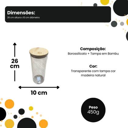 Imagem de Pote de Vidro Borossilicato com Tampa de Bambu 1800 ml