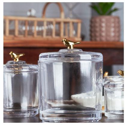 Imagem de Pote de Vidro Decorativo Golden Bird 8,5x11,5cm - Wolff