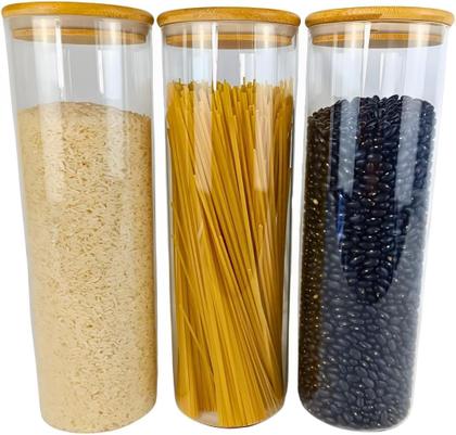 Imagem de Pote De Vidro Hermético 1,2L Tampa Bambu Sleek Redondo Porta Alimentos Mantimentos
