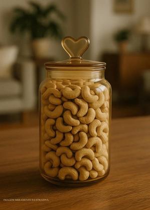 Imagem de Pote de Vidro Hermético 1310ml com Tampa Coração  Kit com 6 Unidades