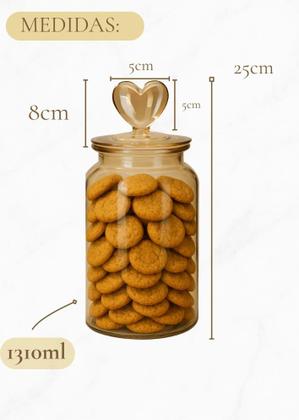 Imagem de Pote de Vidro Hermético 1310ml com Tampa Coração  Kit com 6 Unidades