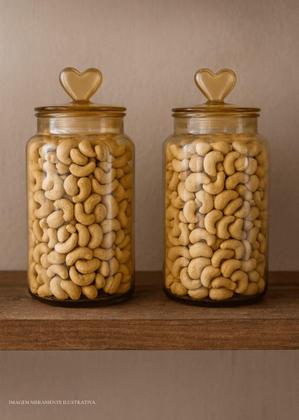 Imagem de Pote de Vidro Hermético 1310ml com Tampa Coração  Kit com 6 Unidades