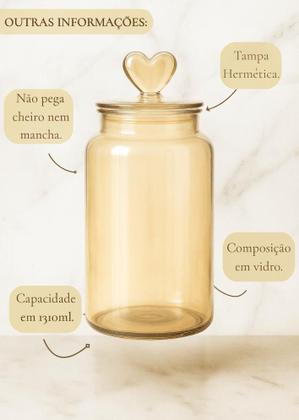 Imagem de Pote de Vidro Hermético 1310ml com Tampa Coração  Kit com 6 Unidades
