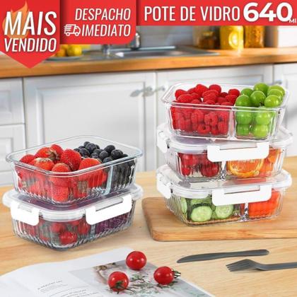 Imagem de Pote De Vidro Hermético Canelado Retangular 640ml C/ Tampa Plástica Forno Freezer - Quality House