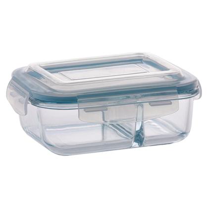Imagem de Pote de Vidro Hermético Com Divisoria 640ml Marmita Alimento 1 UN