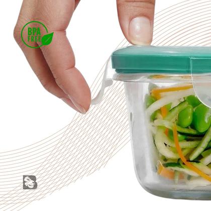 Imagem de Pote De Vidro Hermético Retangular Para Marmita Mantimentos Com Tampa Para Microondas Forno Freezer