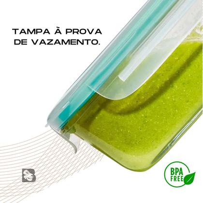 Imagem de Pote De Vidro Hermético Retangular Para Marmita Mantimentos Com Tampa Para Microondas Forno Freezer