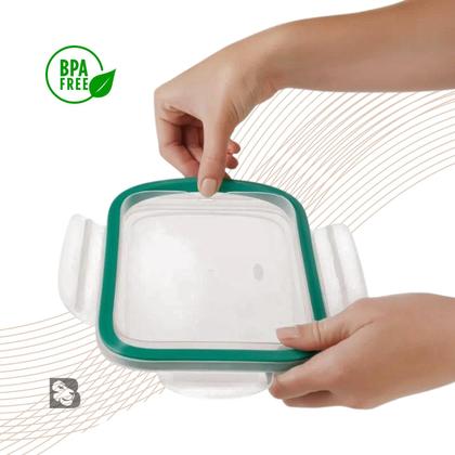 Imagem de Pote De Vidro Hermético Retangular Para Marmita Mantimentos Com Tampa Para Microondas Forno Freezer