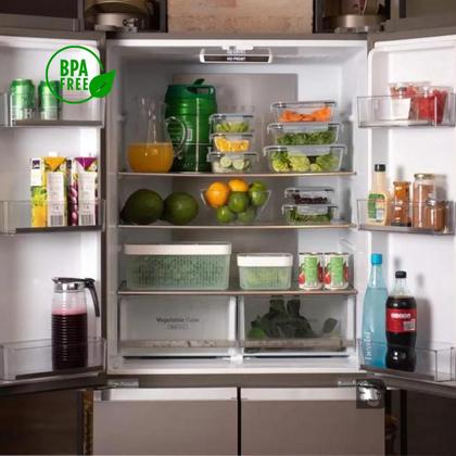 Imagem de Pote De Vidro Hermético Retangular Para Marmita Mantimentos Com Tampa Para Microondas Forno Freezer