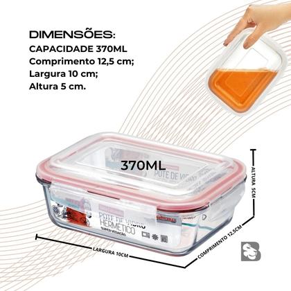 Imagem de Pote De Vidro Hermético Retangular Para Marmita Mantimentos Com Tampa Para Microondas Forno Freezer