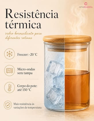Imagem de Pote de Vidro Hermetico Tampa Bambu Porta Temperos Bambu Potes Para Temperos Pote de Vidro Para Tempero 10un