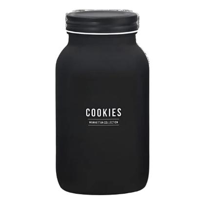 Imagem de Pote de vidro para biscoito preto 1,6L com tampa de rosquear cookies para cantinho do café de cozinha preta bolacha