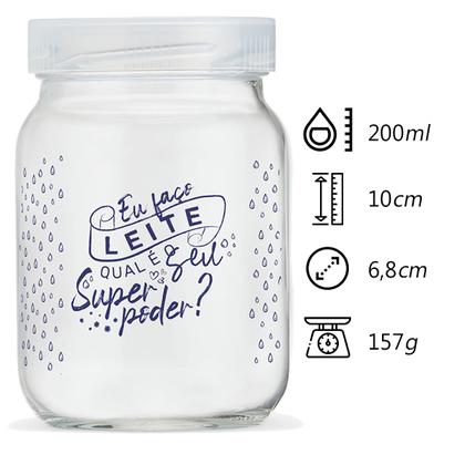 Imagem de Pote de Vidro para Leite Materno 200ml Com Tampa Plástica 3 Unidades