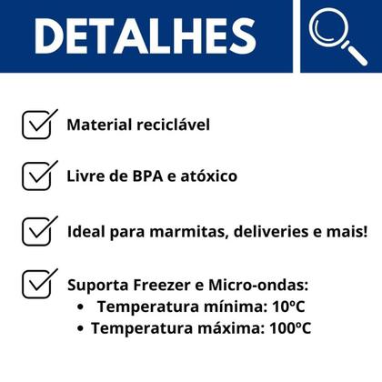 Imagem de Pote Descartavel 500ml 96un Empilhavel BPA Free C/ Vedacao Marmita Fitness Freezer Micro-ondas