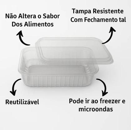 Imagem de Pote embalagem marmita vasilha descartavel c tampa quentinha marmitex freezer microondas 150ml 80uni