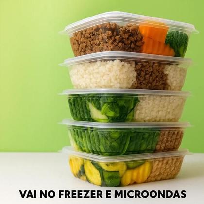 Imagem de Pote embalagem marmita vasilha descartavel c tampa quentinha marmitex freezer microondas 150ml 80uni