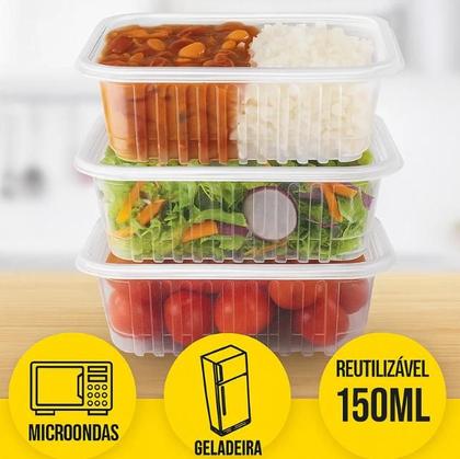 Imagem de Pote embalagem marmita vasilha descartavel c tampa quentinha marmitex freezer microondas 150ml 80uni