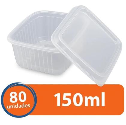 Imagem de Pote embalagem marmita vasilha descartavel c tampa quentinha marmitex freezer microondas 150ml 80uni