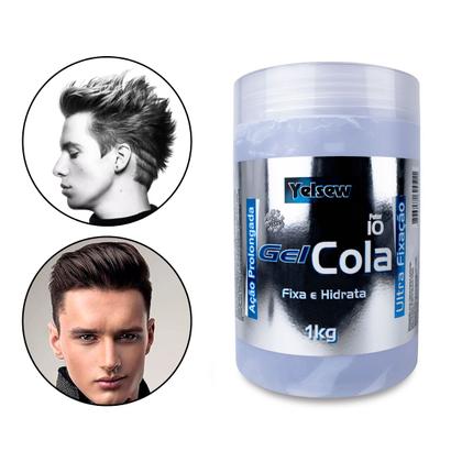 Imagem de Pote Gel Cola Transparente Ultra Fixação Antifrizz Penteado Cabelo Definição Prolongada 1Kg Yelsew