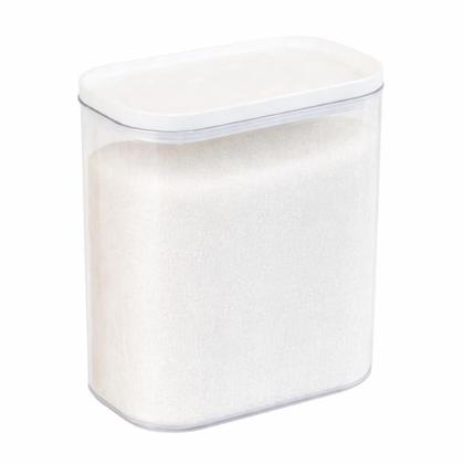 Imagem de Pote Hermético 1,5L Organizador de Alimentos com Vedação a Vácuo Tampa Branca  Pote Plástico para Arroz, Feijão, Açúcar e Grãos cozinha