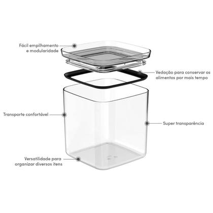 Imagem de Pote Hermético 2,3l Porta Mantimentos Alimentos Organizador Block Maxxi Natural