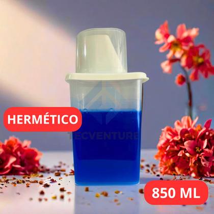 Imagem de Pote Hermético 850ml com Copo Medidor  Armazene e Dose Seus Mantimentos com Praticidade!