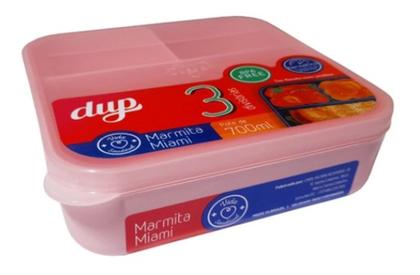 Imagem de Pote Hermético com 3 divisórias Marmita Miami DUP 700ml Livre de BPA Freezer Micro-ondas Papinha