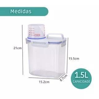 Imagem de Pote Hermético com Copo Medidor Bico Dosador Para Mantimentos de Cozinha e Lavanderia Multiuso