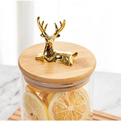 Imagem de Pote Hermetico Com Tampa Bambu E Vidro Kit 3 Potes Matimento