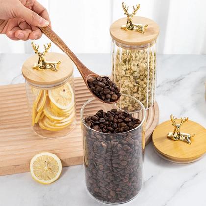 Imagem de Pote Hermetico Com Tampa Bambu E Vidro Kit 3 Potes Matimento