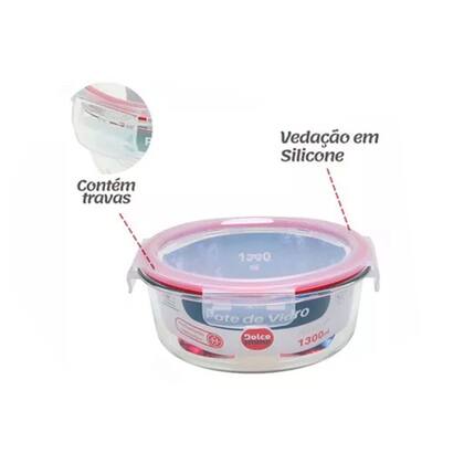 Imagem de Pote Hermético De Vidro Kit C/ 10 Potes De 1300ml - C/ Trava Dolce Home