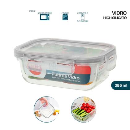Imagem de Pote Hermético De Vidro - Marmita 395ml - Kit C/ 6 Unidades