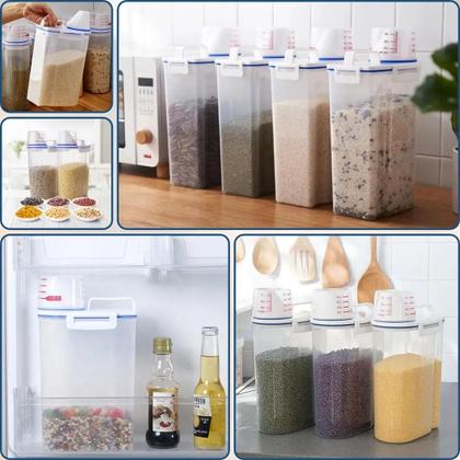 Imagem de Pote Hermético Dispenser com Copo Medidor Bico Dosador Cozinha Mantimentos Lavanderia Multiuso