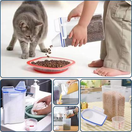 Imagem de Pote Hermético Dispenser com Copo Medidor Bico Dosador Cozinha Mantimentos Lavanderia Multiuso