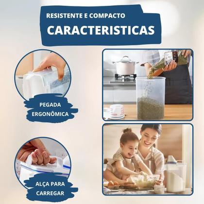 Imagem de Pote Hermético Dispenser com Copo Medidor Bico Dosador Cozinha Mantimentos Lavanderia Multiuso
