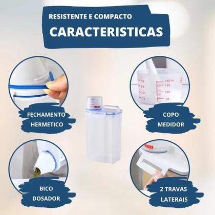 Imagem de Pote Hermético Dispenser com Copo Medidor Bico Dosador Cozinha Mantimentos Lavanderia Multiuso