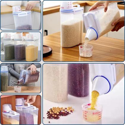 Imagem de Pote Hermético Dispenser com Copo Medidor Bico Dosador Cozinha Mantimentos Lavanderia Multiuso