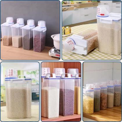 Imagem de Pote Hermético Dispenser com Copo Medidor Bico Dosador Cozinha Mantimentos Lavanderia Multiuso