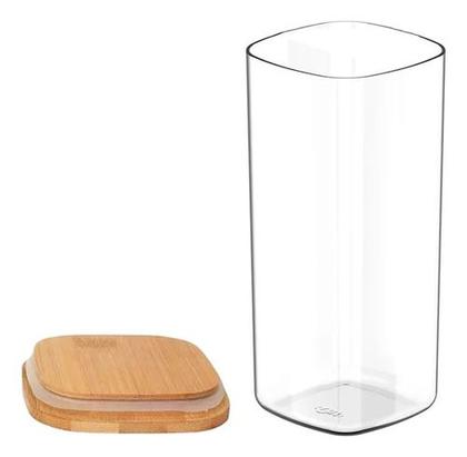 Imagem de Pote Hermético Organizador Tampa De Bambu 1,5l Transparente