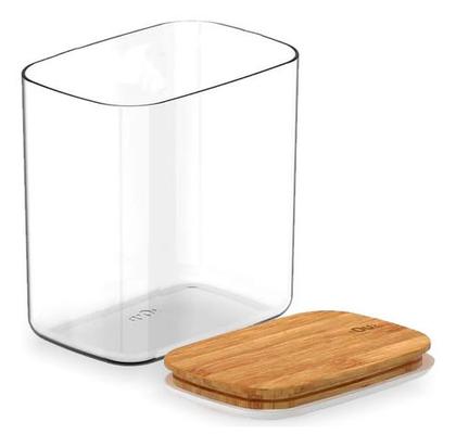 Imagem de Pote Hermético Organizador Tampa De Bambu Transparente 1,5L